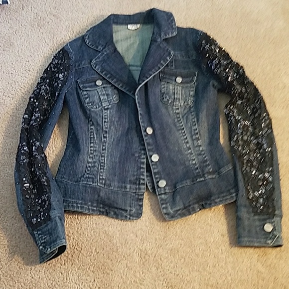 denim jacket sequin sleeves